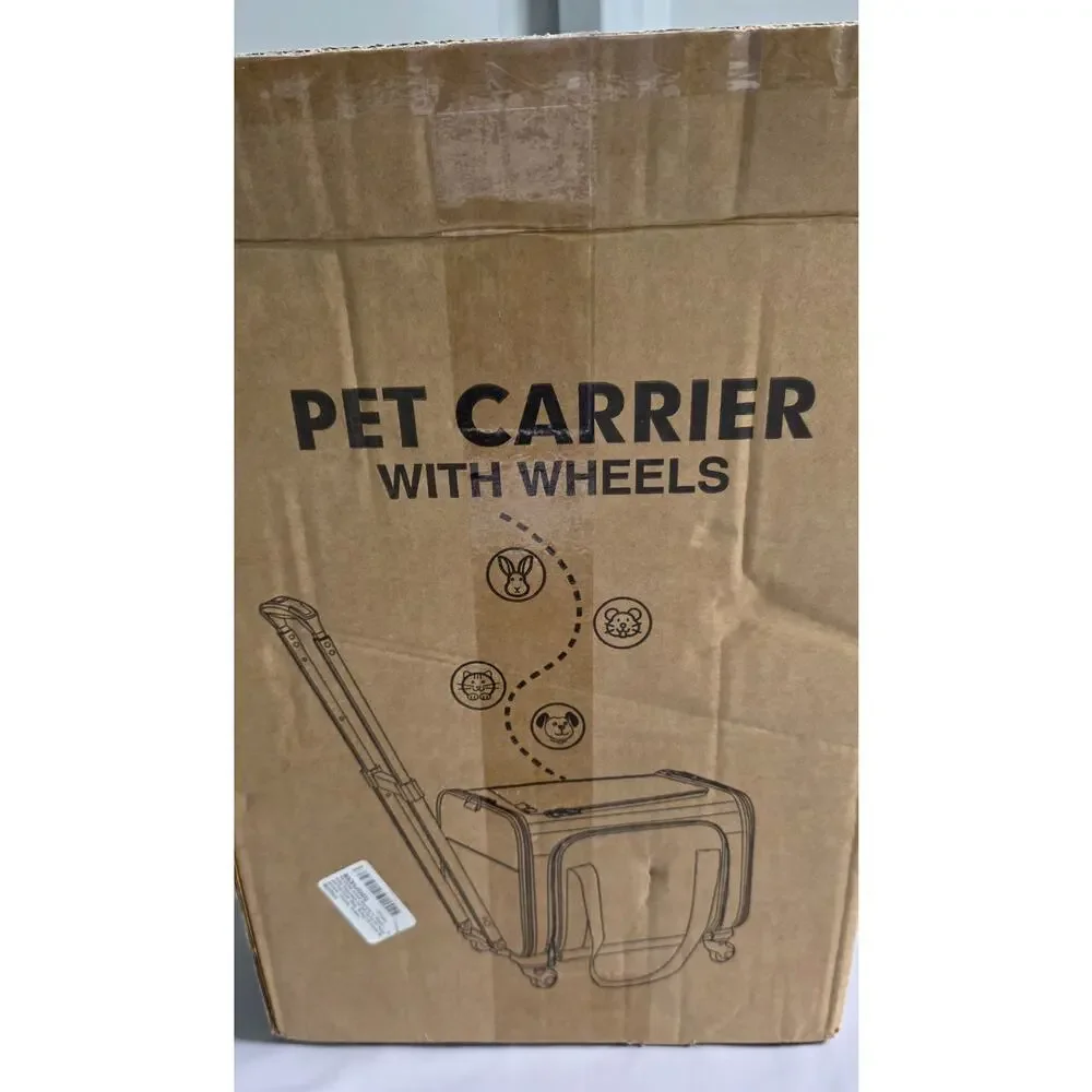 Pet Carrier With Wheels Rolling Soft-Sided Travel Carrier New Open Box